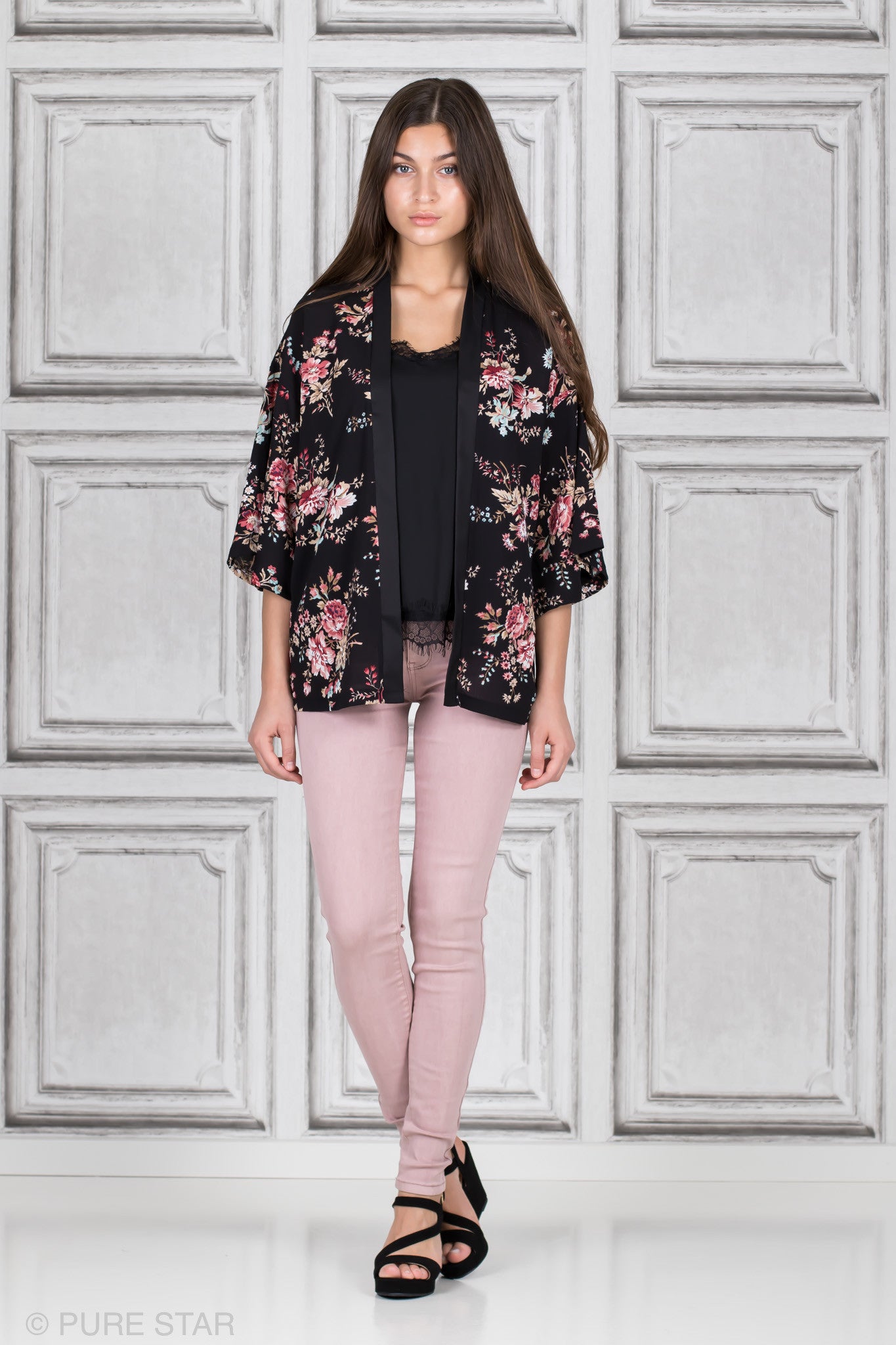 KIMONO BLACK FLOWER