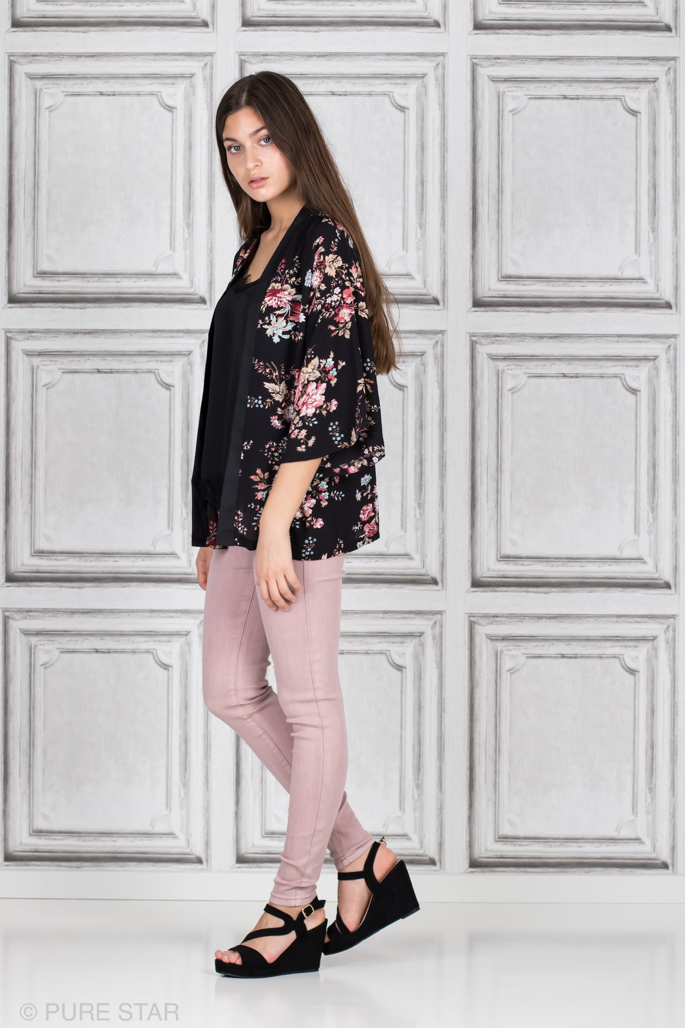KIMONO BLACK FLOWER