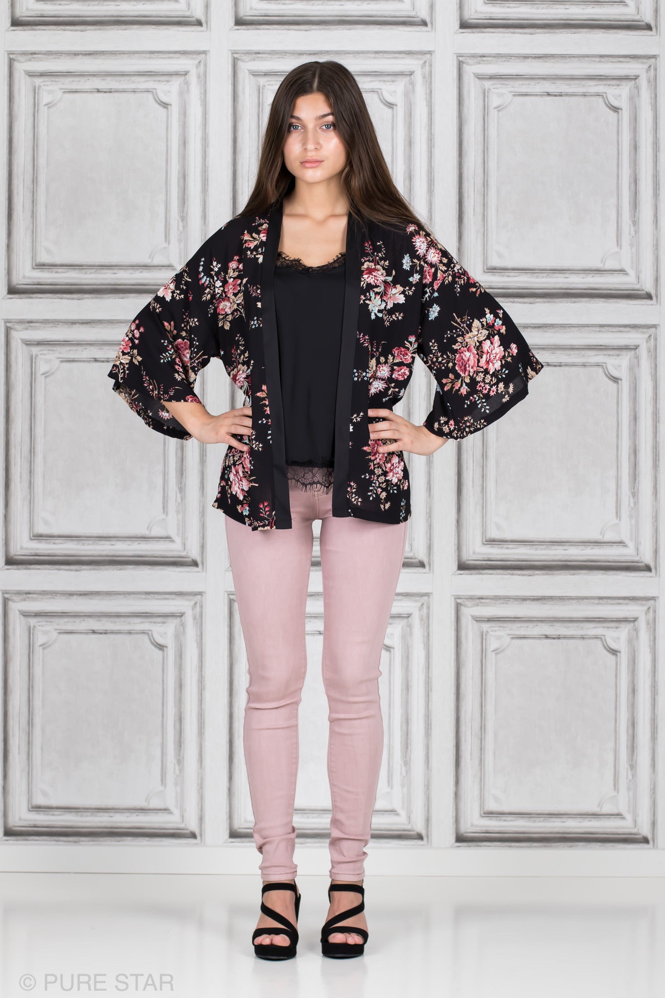 KIMONO BLACK FLOWER